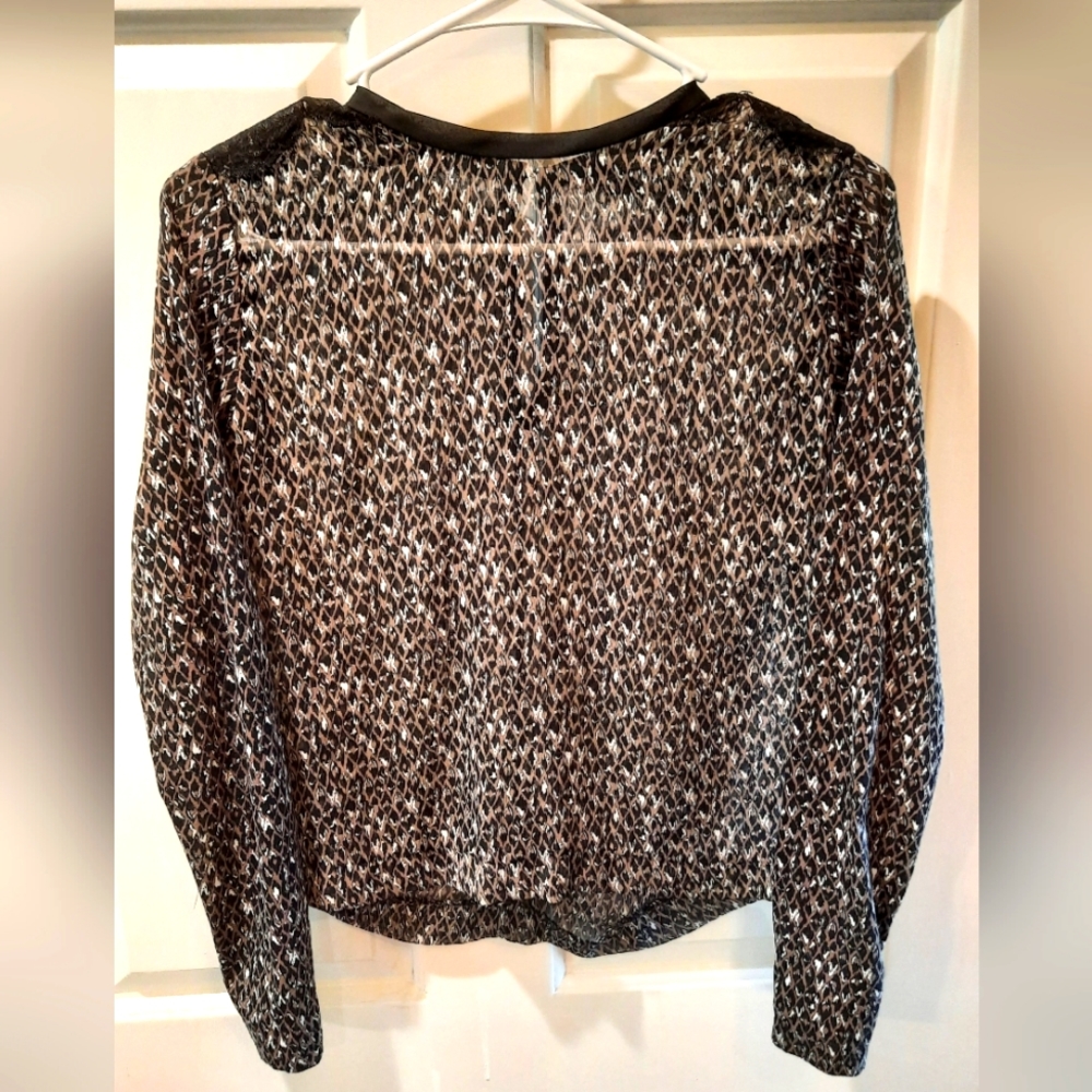 Zara W&B Collection Sheer Long Sleeve Blouse size Medium